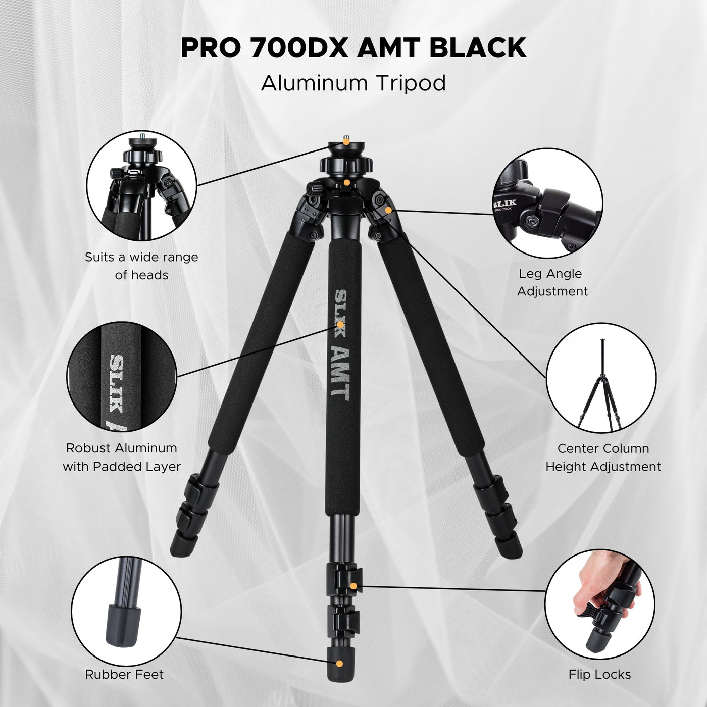 カメラ三脚 slik pro 700dx amt SLIK PRO 700 DX AMT Black | SLIK Tripods USA