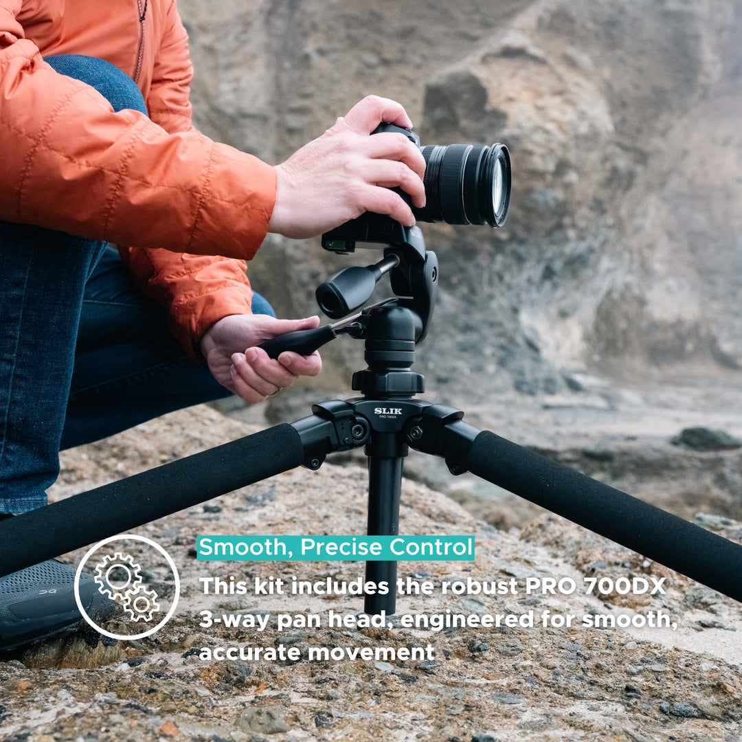 SLIK Tripods | Pro AL-700DX Aluminum Tripod Kit Black Legs