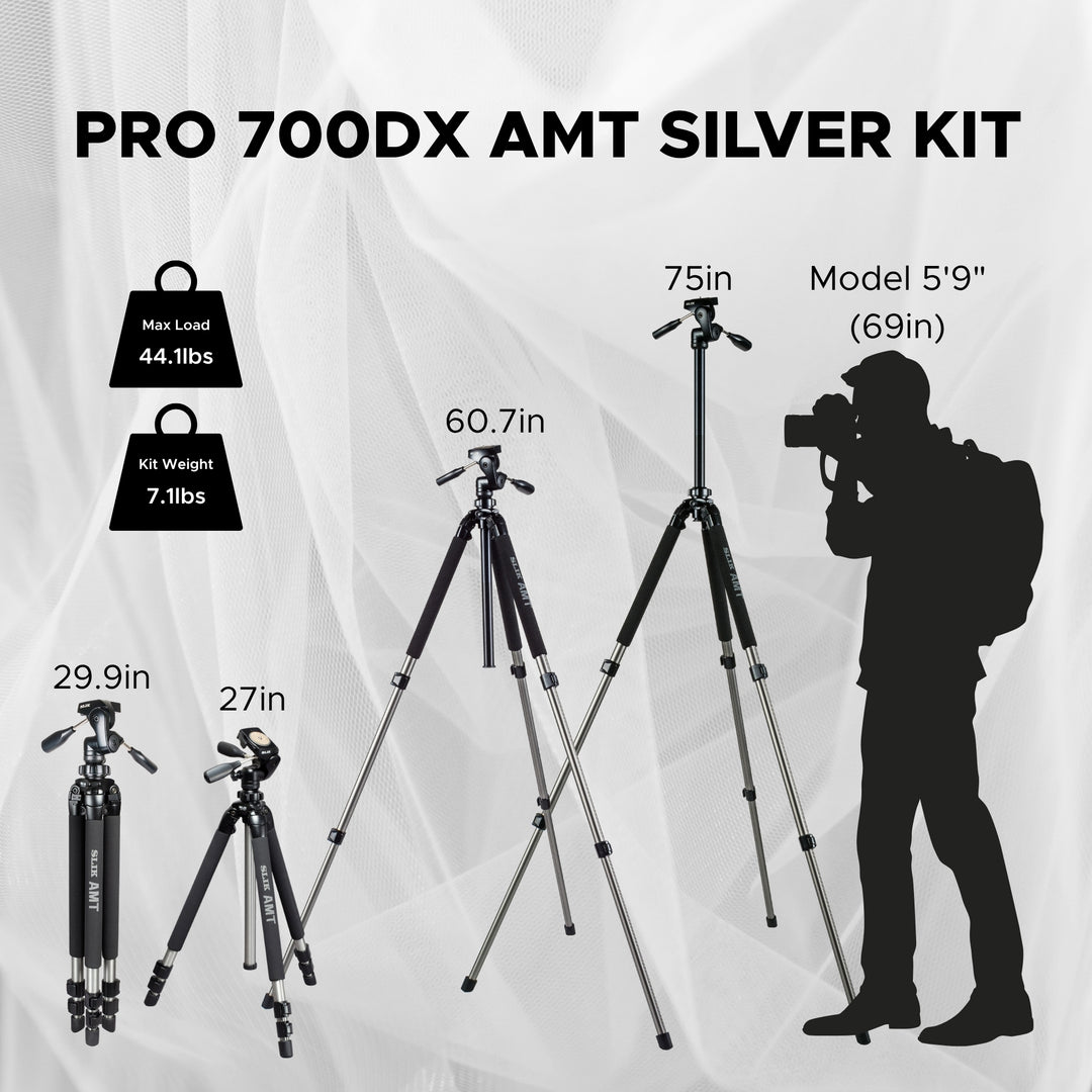 SLIK Tripods | Pro AL-700DX AluminumTripod Kit Silver Legs