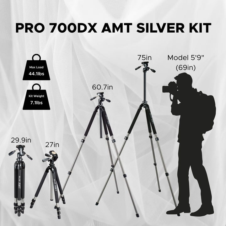 SLIK Tripods | Pro AL-700DX AluminumTripod Kit Silver Legs