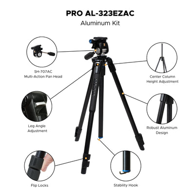 PRO AL-323EZAC Tripod Kit w/ Multi-Action Pan Head