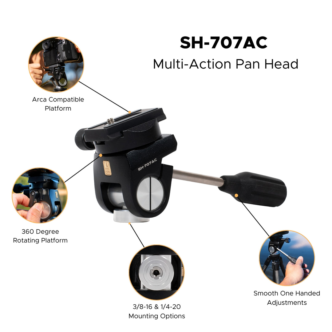 SLIK Tripods | SH-707AC Multi-action Pan Head with Acra-Type QR