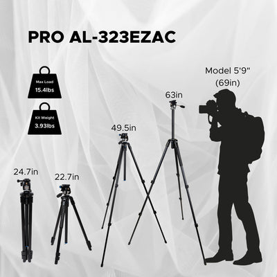 PRO AL-323EZAC Tripod Kit w/ Multi-Action Pan Head
