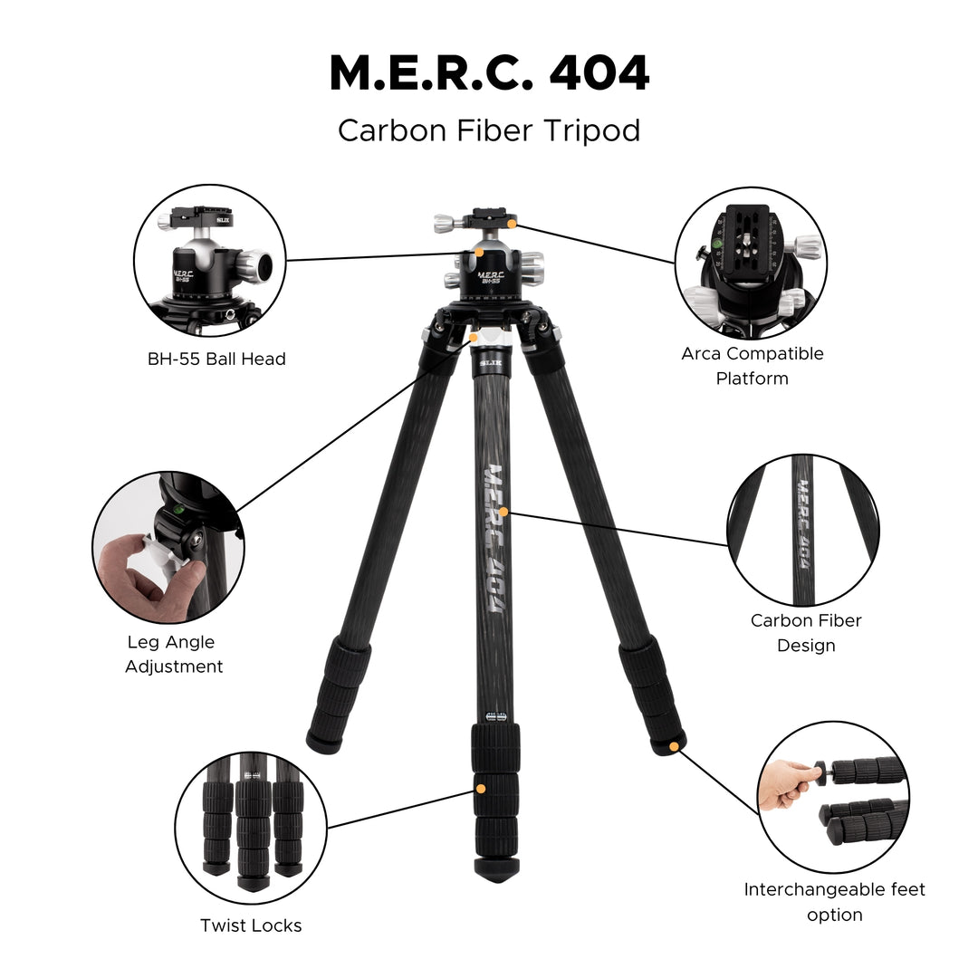 spkfmslf 【動作良好】SLIK CARBON814Limited SLIK Tripods | M.E.R.C. 404 Carbon Fiber Tripod Kit w/ Head
