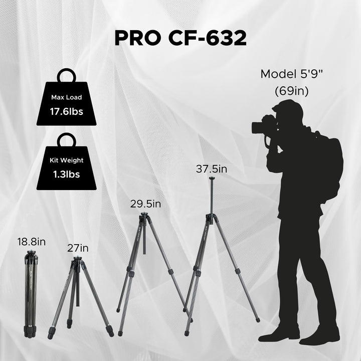 SLIK Tripods | Pro CF-632 Carbon Fiber Tripod Legs