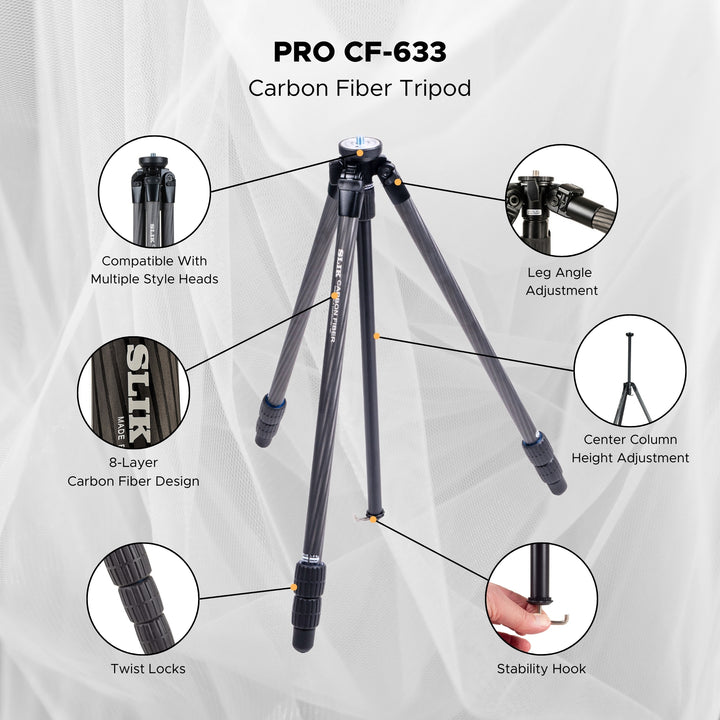 SLIK Carbon Fiber PRO CF-633 - Twist Locks | SLIK Tripods USA