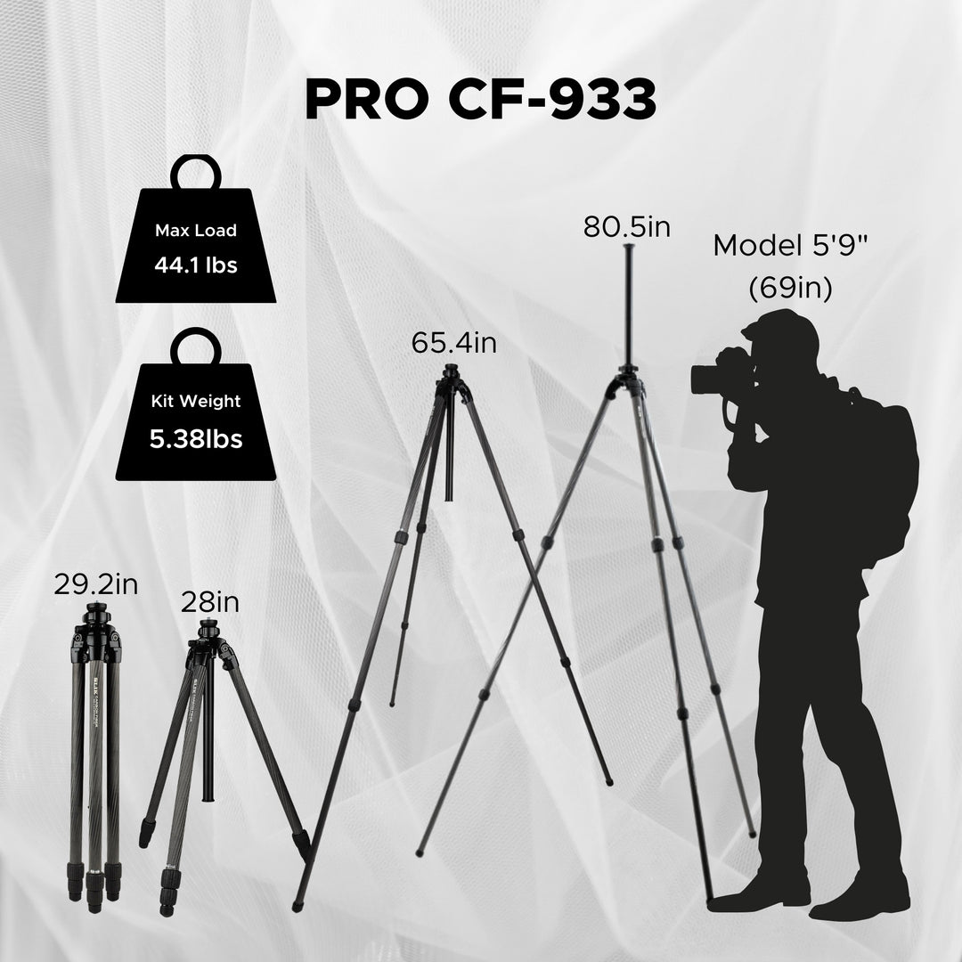 SLIK Tripods | Pro CF-933 Carbon Fiber Tripod Legs Only