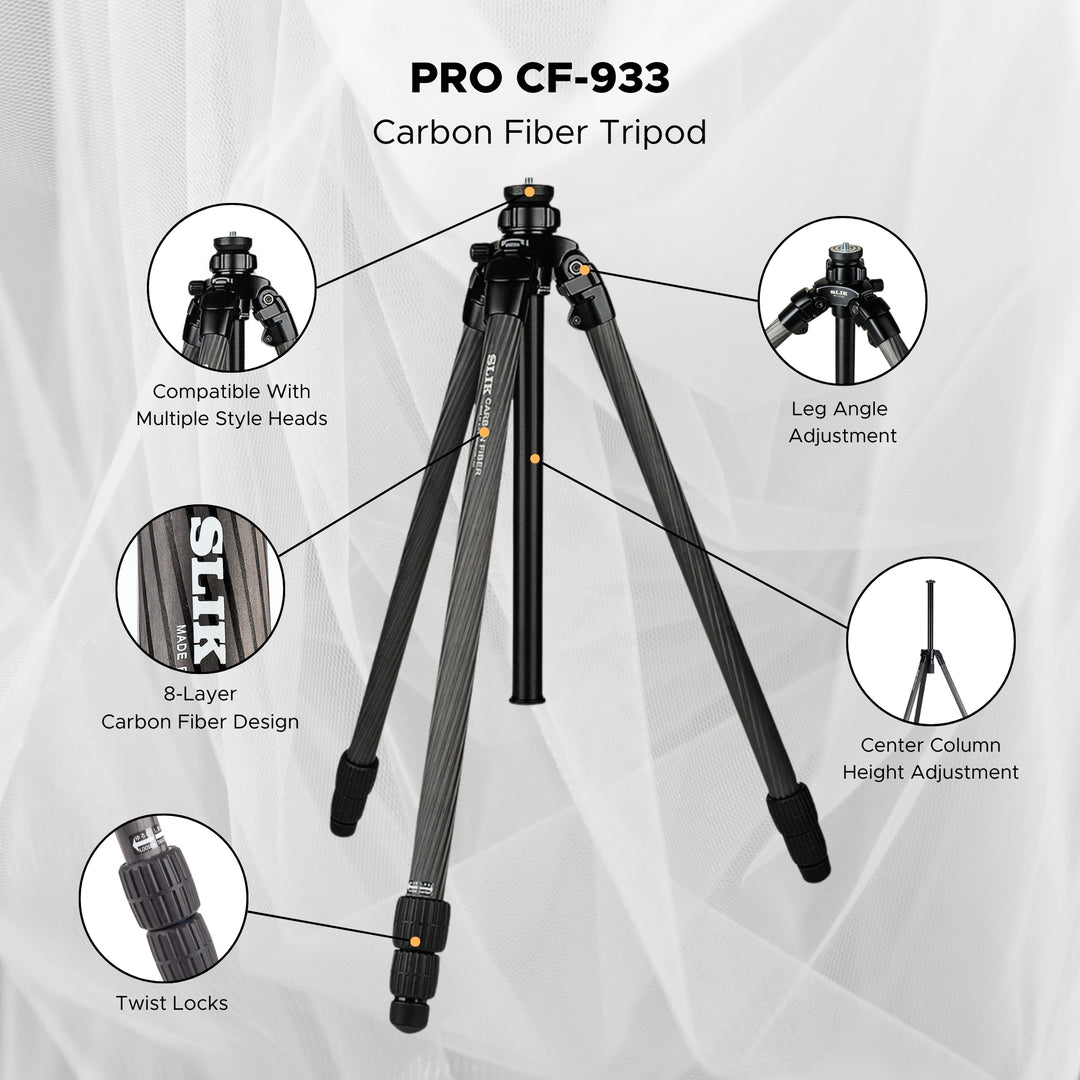 SLIK Carbon Fiber PRO CF-933 - Twist Locks | SLIK Tripods USA