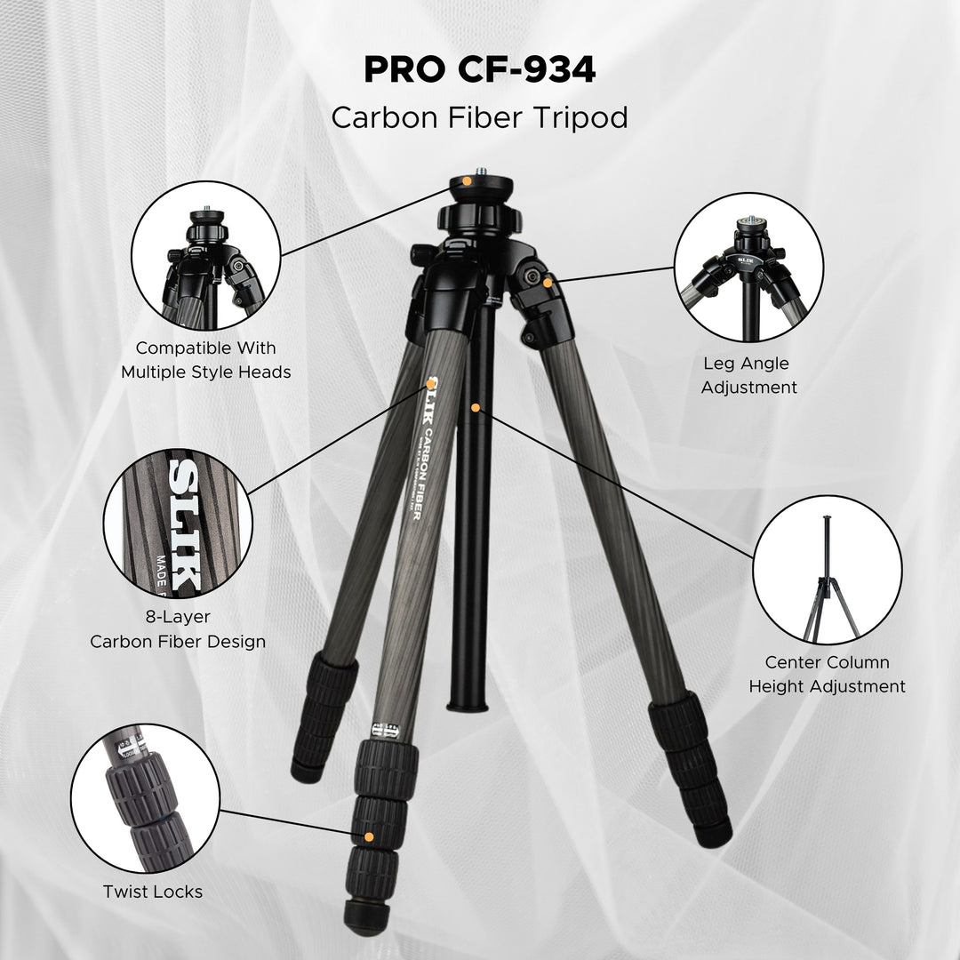 SLIK Tripods | Pro CF-934 Carbon Fiber Tripod Legs Only