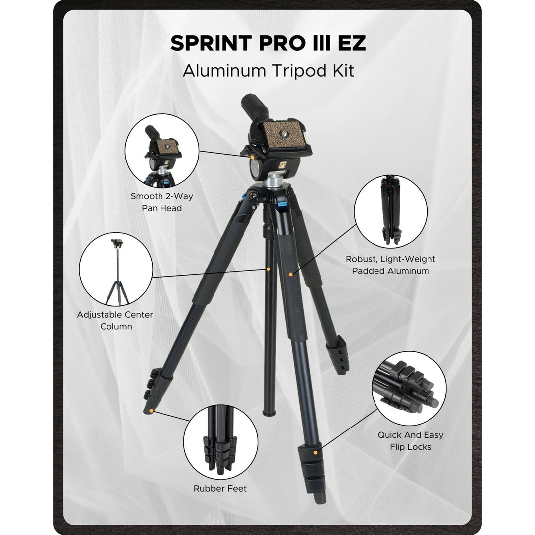 SLIK Tripods | Sprint Pro III EZ Tripod Kit w/ Pan Head