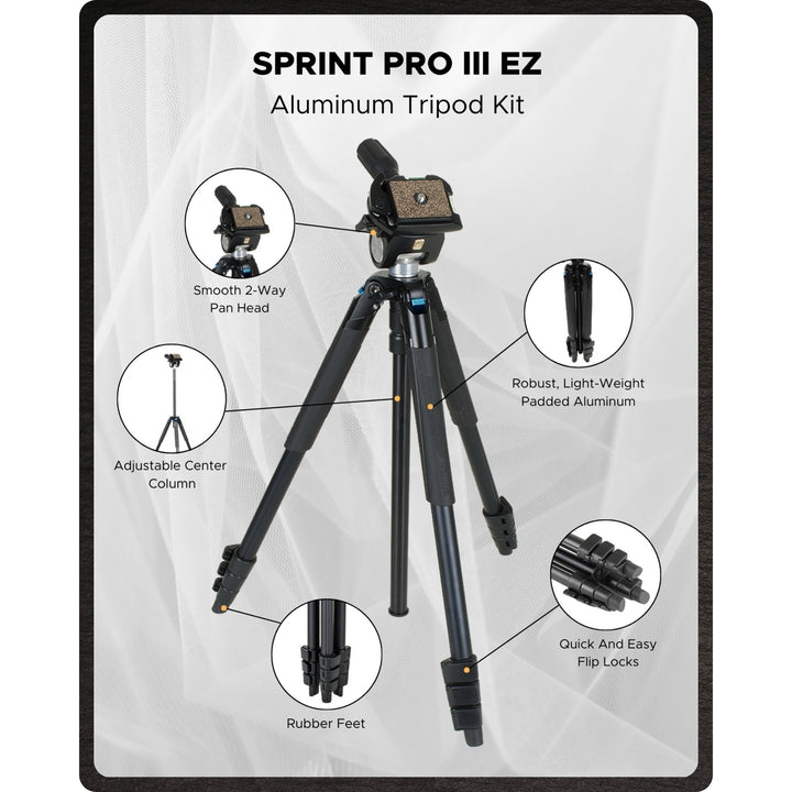 SLIK Tripods | Sprint Pro III EZ Tripod Kit w/ Pan Head
