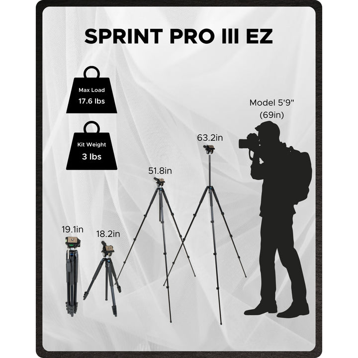 SLIK Tripods | Sprint Pro III EZ Tripod Kit w/ Pan Head
